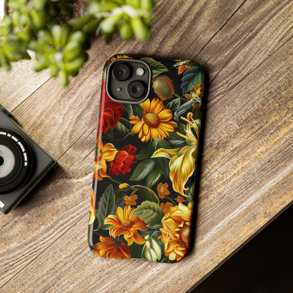 Vrolijk Gele en Rode Bloemenprint