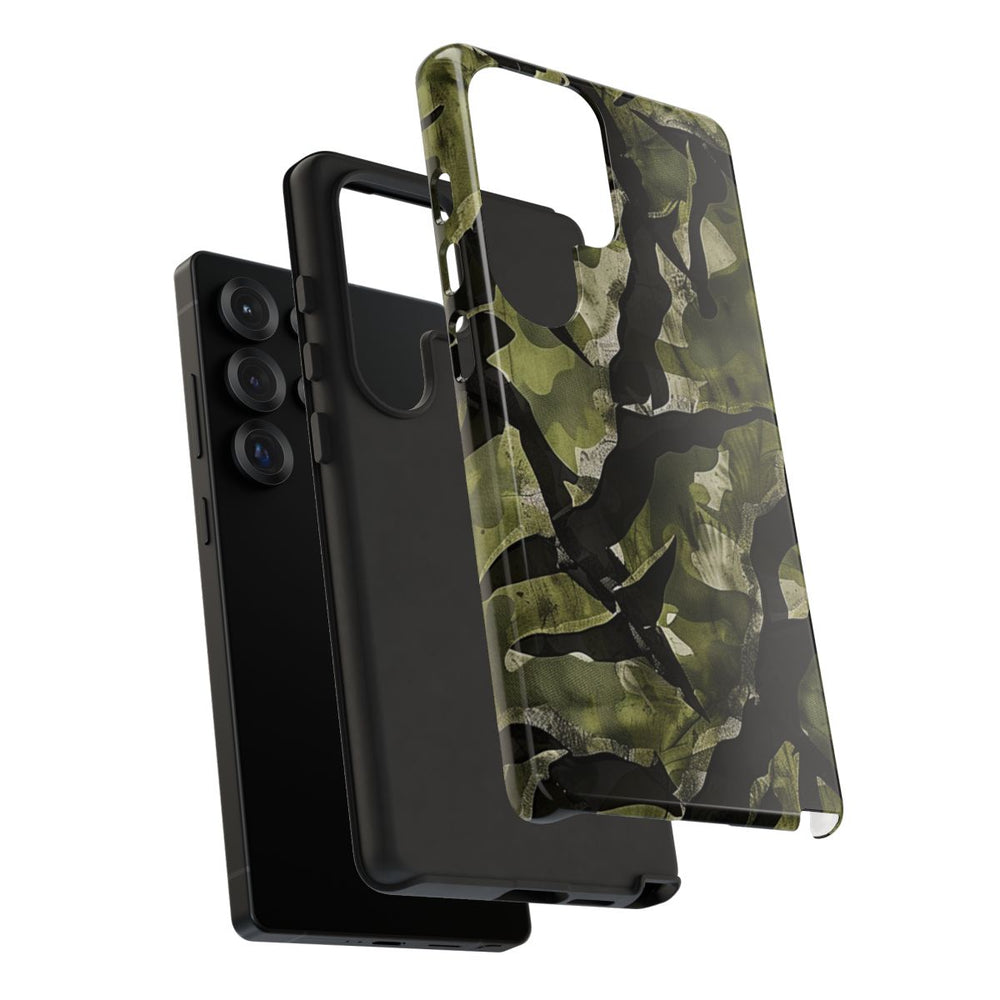 Groen Camouflagepatroon met Zwarte Abstracte Vormen