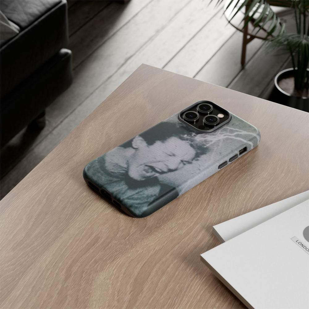 Zwart-Wit Portret met Bliksemeffect en Vintage Look