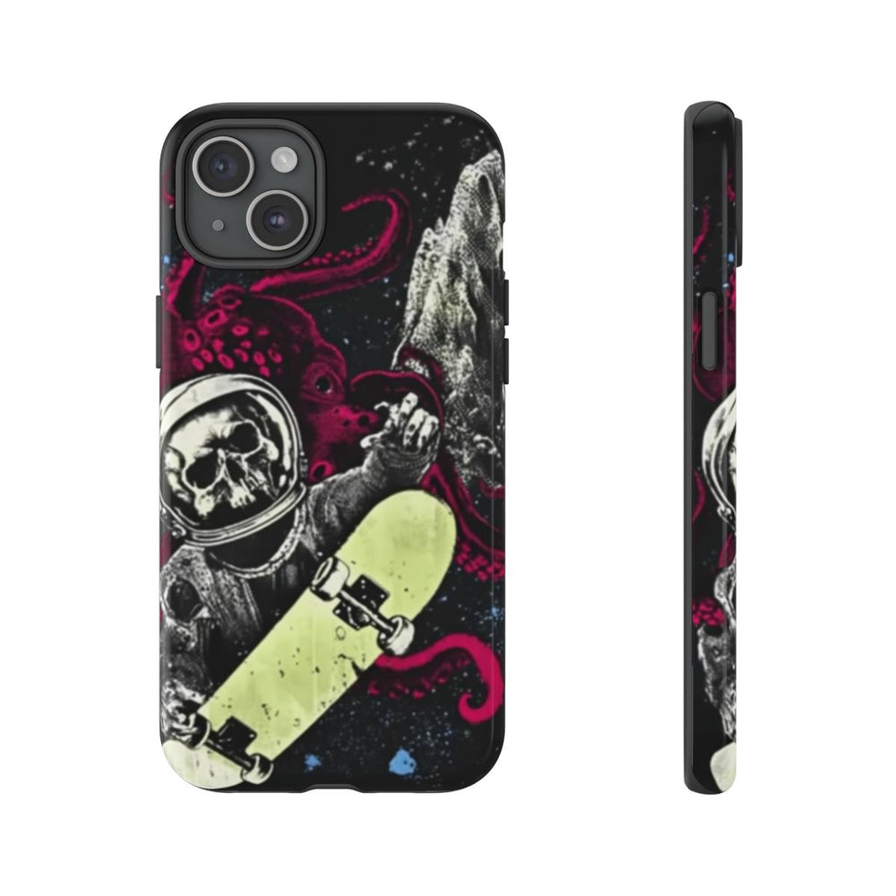 Schedel-Astronaut met Skateboard en Octopus