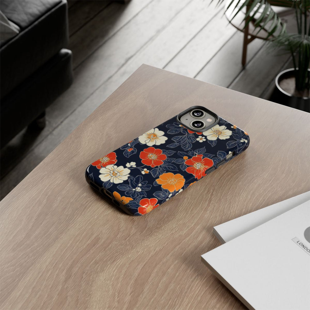 Oranje en Witte Bloemenprint