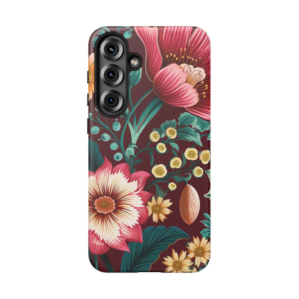 Botanisch Bloemenpatroon in Amber en Teal