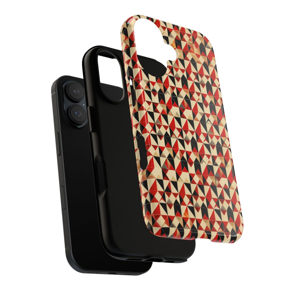 Geometrisch Abstract Patroon in Rood en Zwart