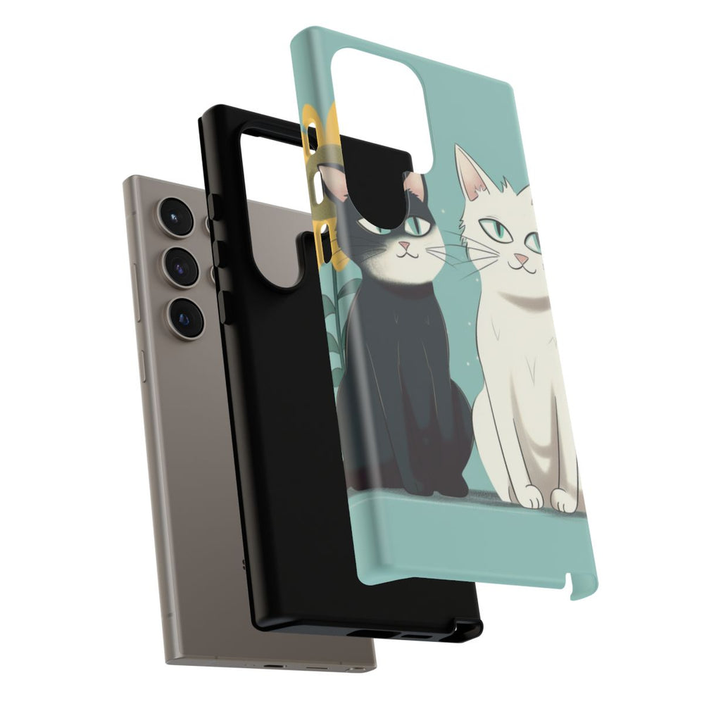Twee Cartoonkatten met Zonnebloem