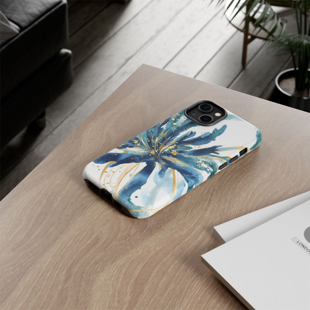 Abstracte Blauwe Bloemen Waterverf Design