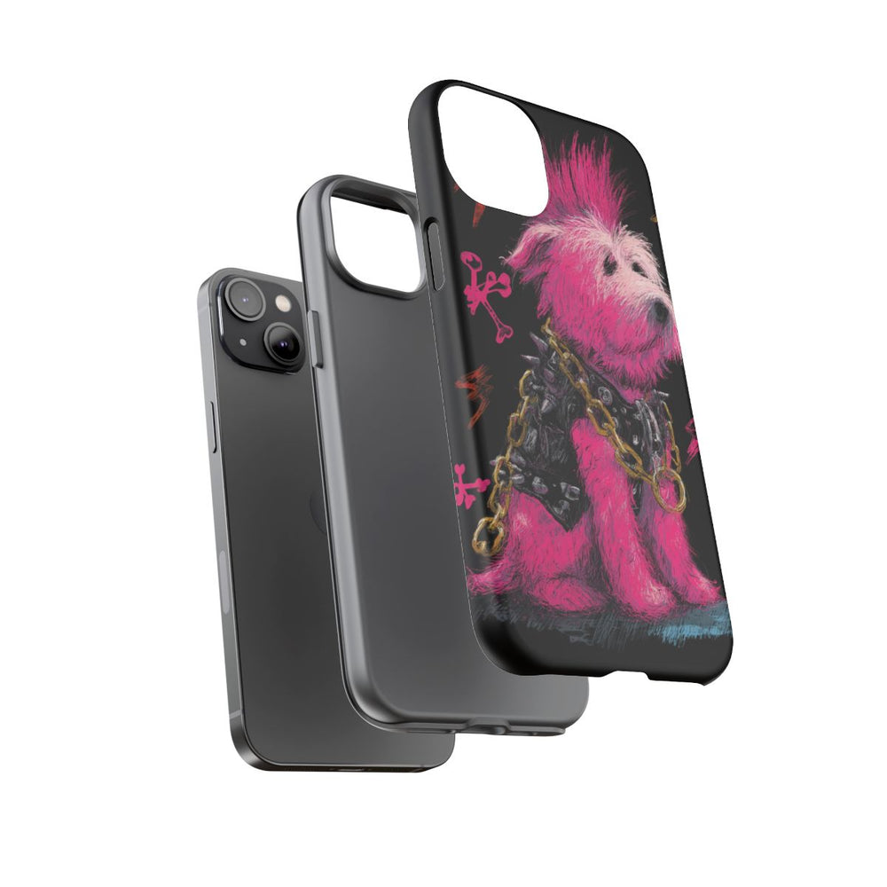Punk Hond met Roze Hanenkam Illustratie