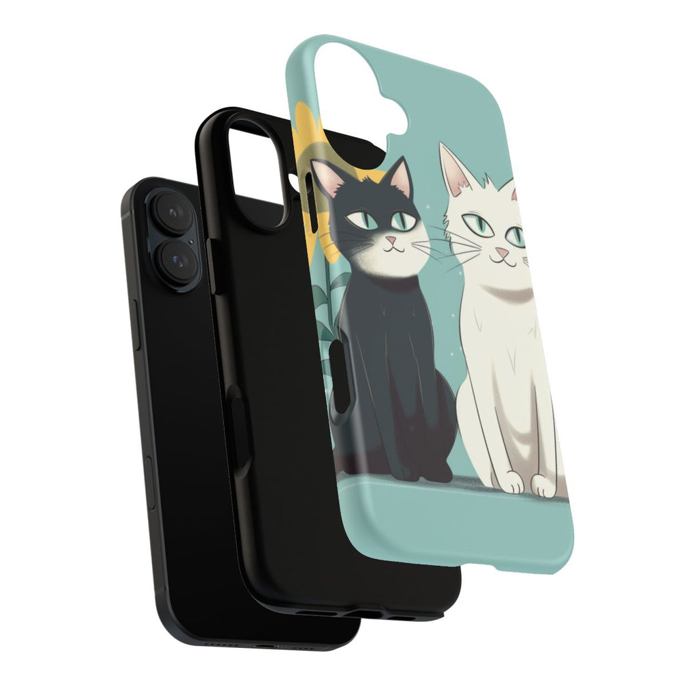 Twee Cartoonkatten met Zonnebloem