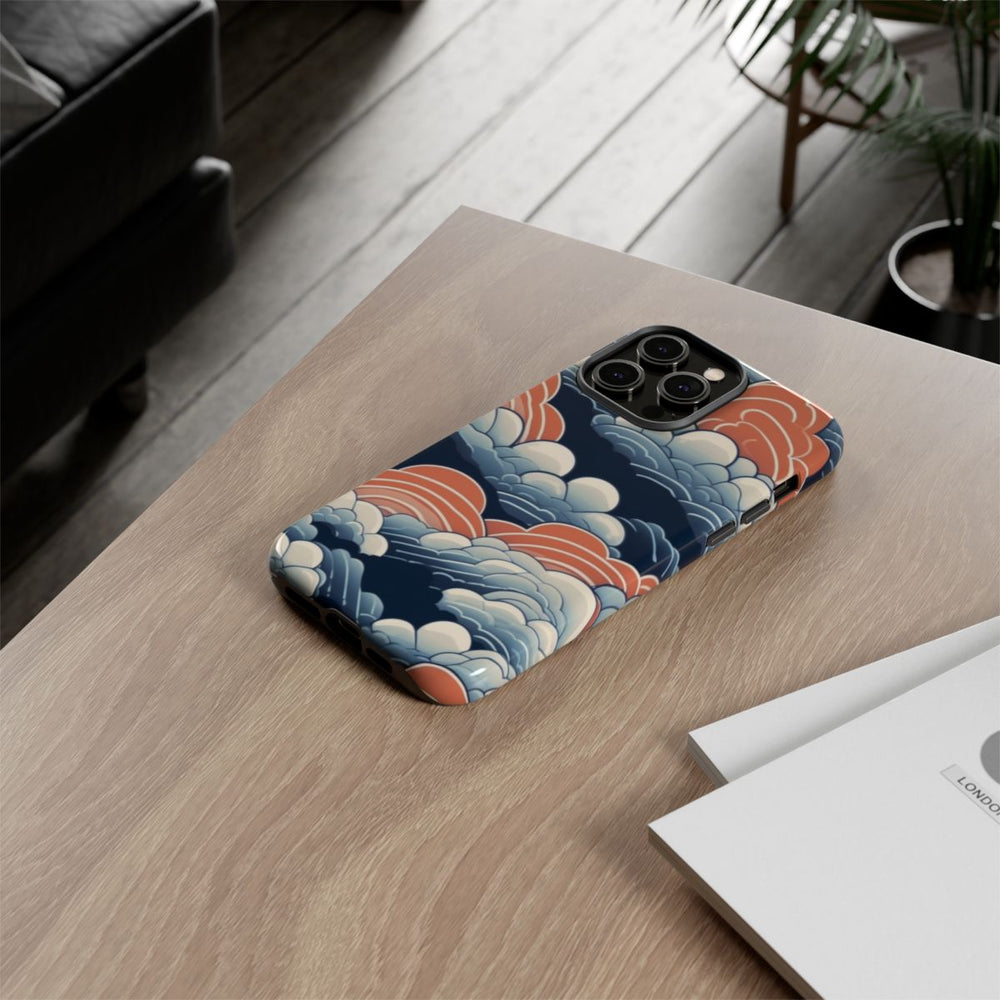 Gestileerd Wolkenpatroon in Blauw en Oranje