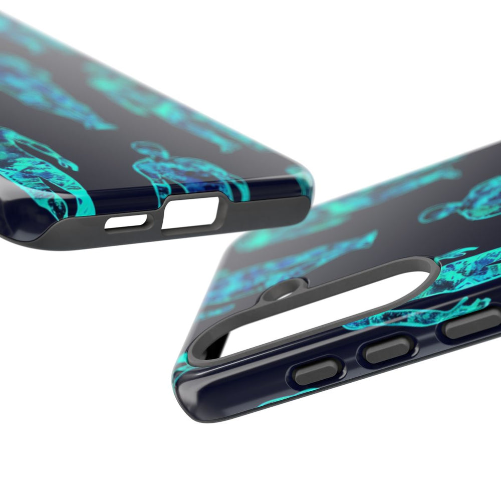 Blauw-Groene Neon Mensfiguren Patroon