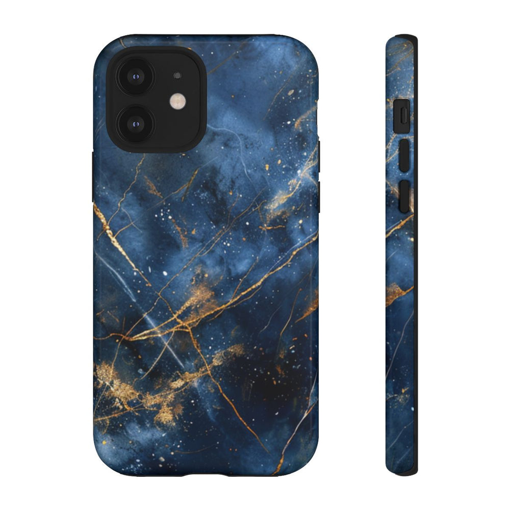 Blauw Marmerpatroon met Gouden Adering