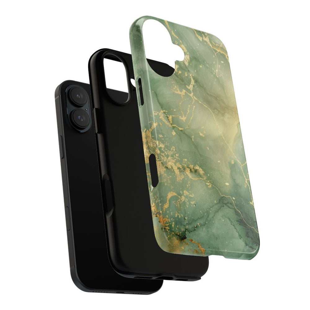 Groene en Gouden Marmer Abstract