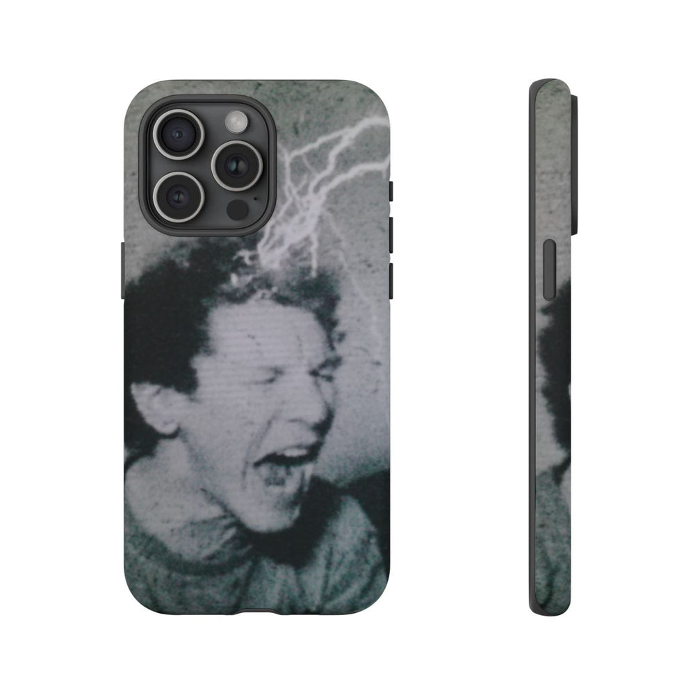 Zwart-Wit Portret met Bliksemeffect en Vintage Look