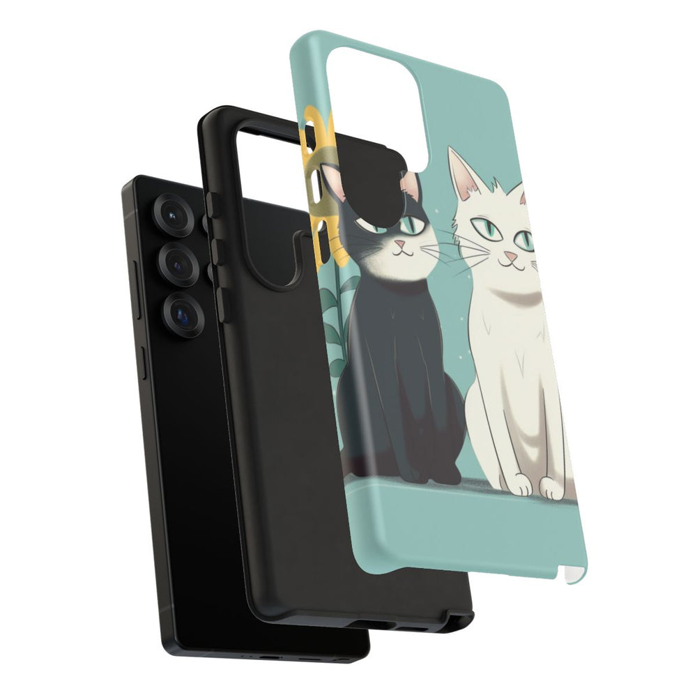 Twee Cartoonkatten met Zonnebloem