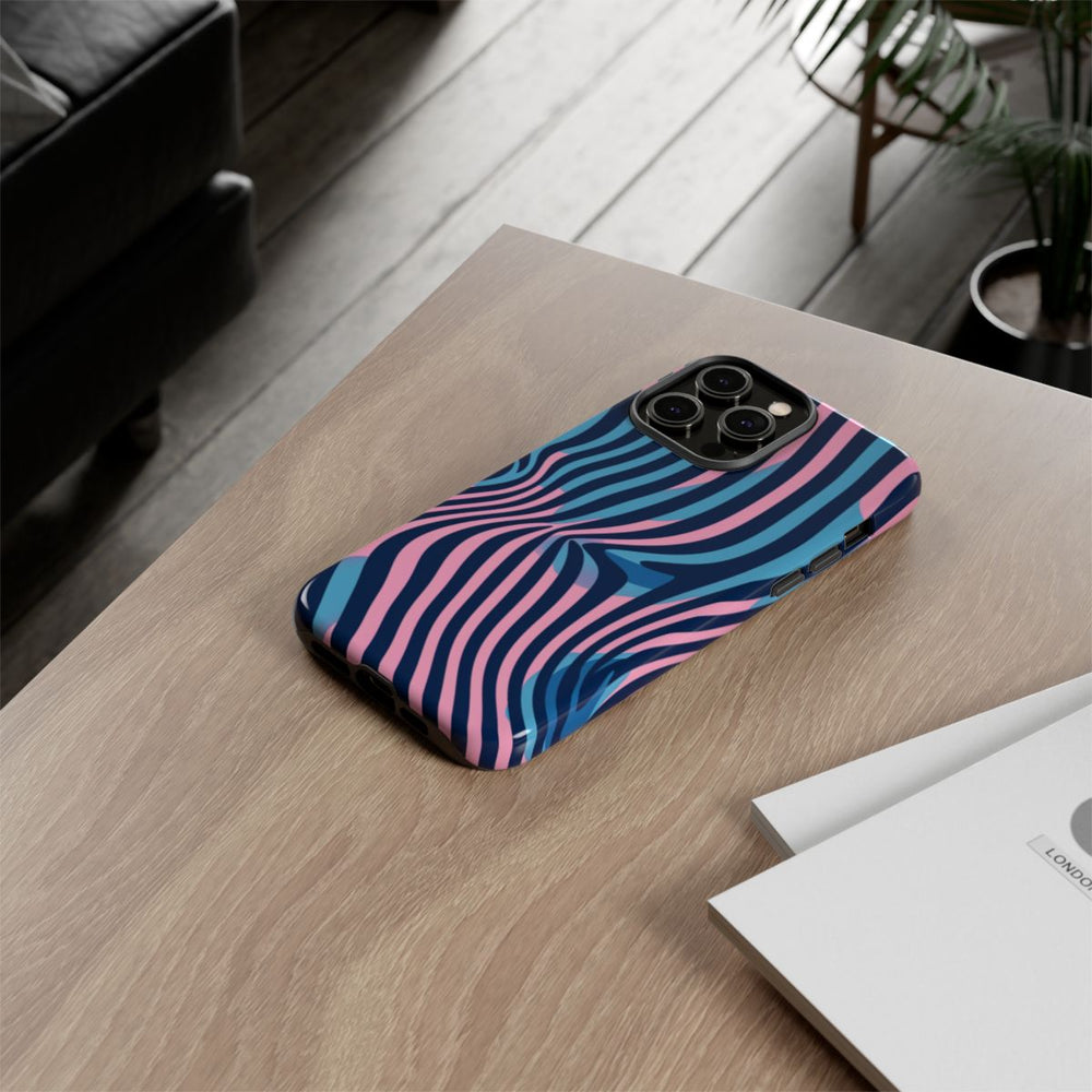 Golvend Blauw-Roze Optische Illusiepatroon