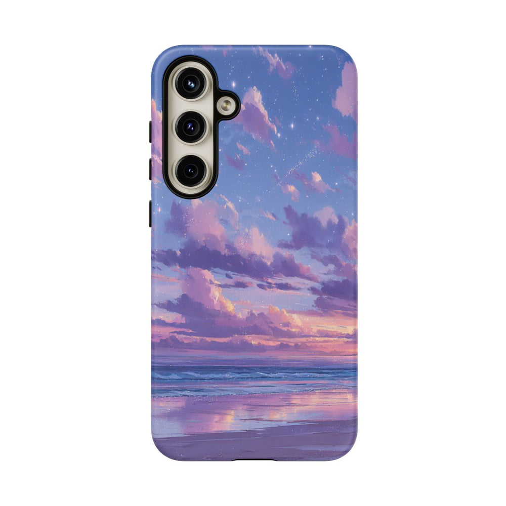 Serene Paarse Zonsondergang aan het Strand
