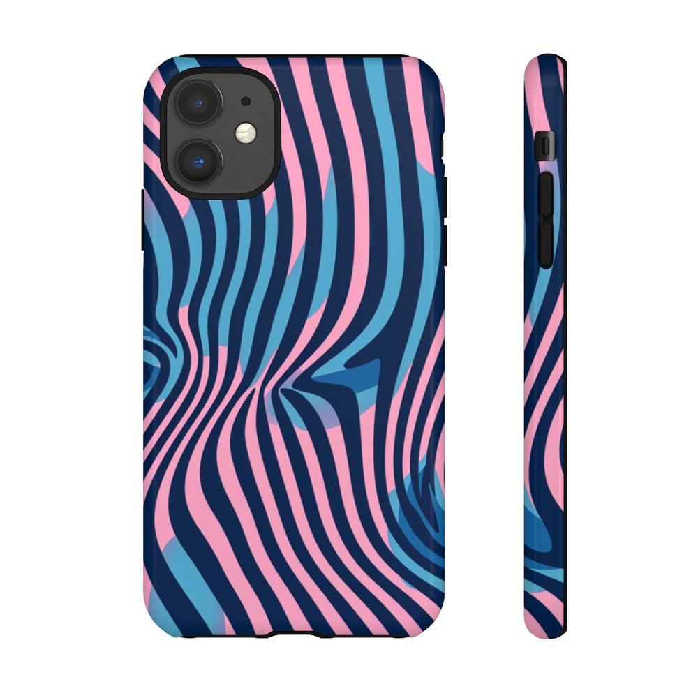 Golvend Blauw-Roze Optische Illusiepatroon