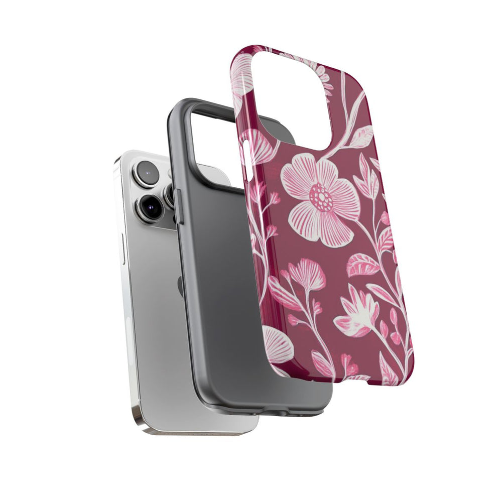 Roze en Witte Bloemenprint