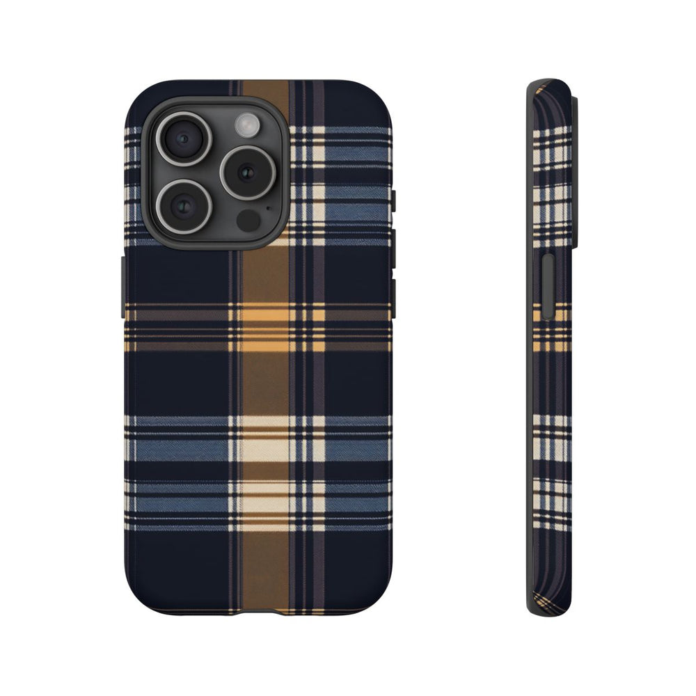 Caramel en Donkerblauw Geruit Patroon