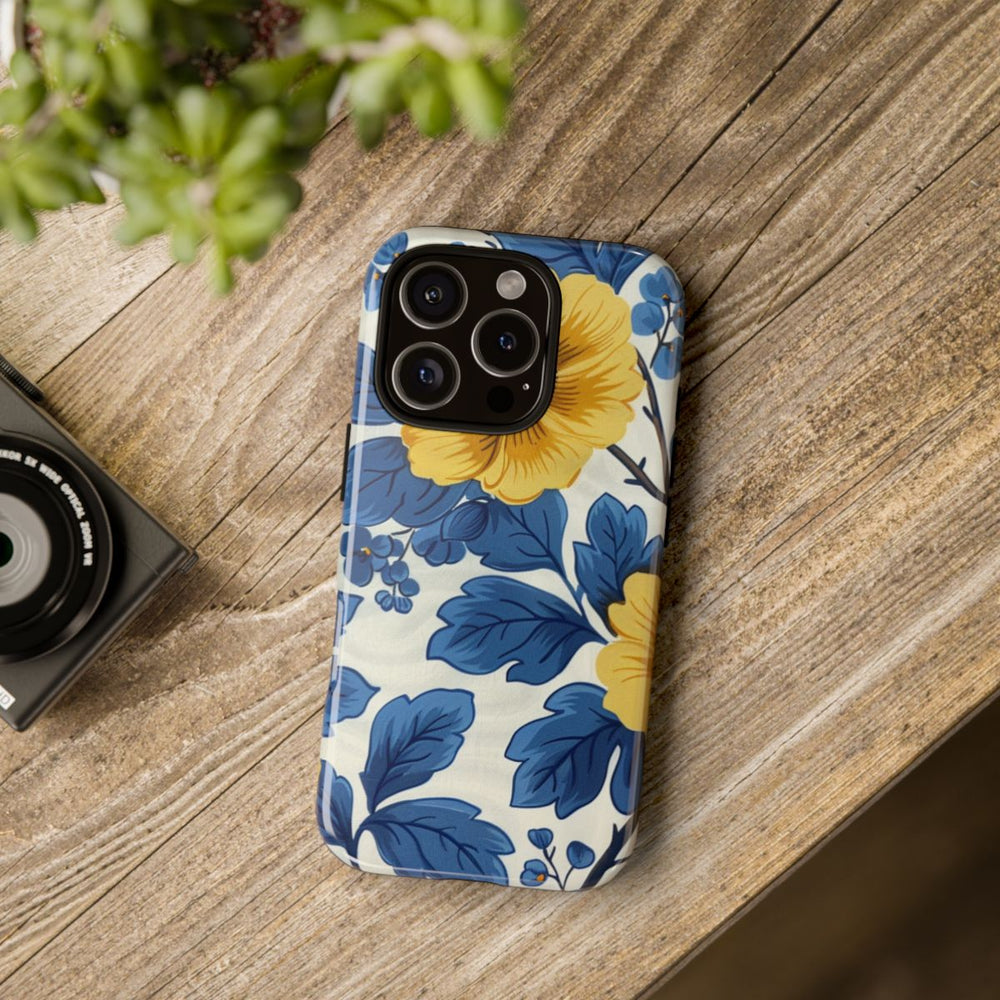 Blauw-Geel Bloemenpatroon