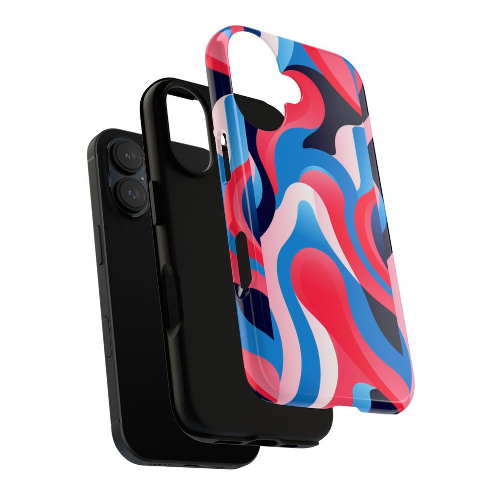 Blauw-Rood Abstract Golvend Patroon