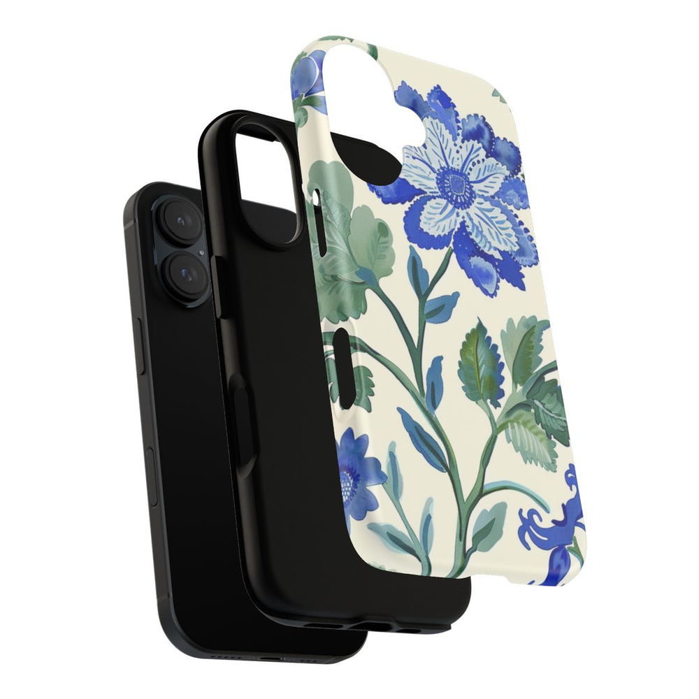Blauw Waterverf Bloemenpatroon