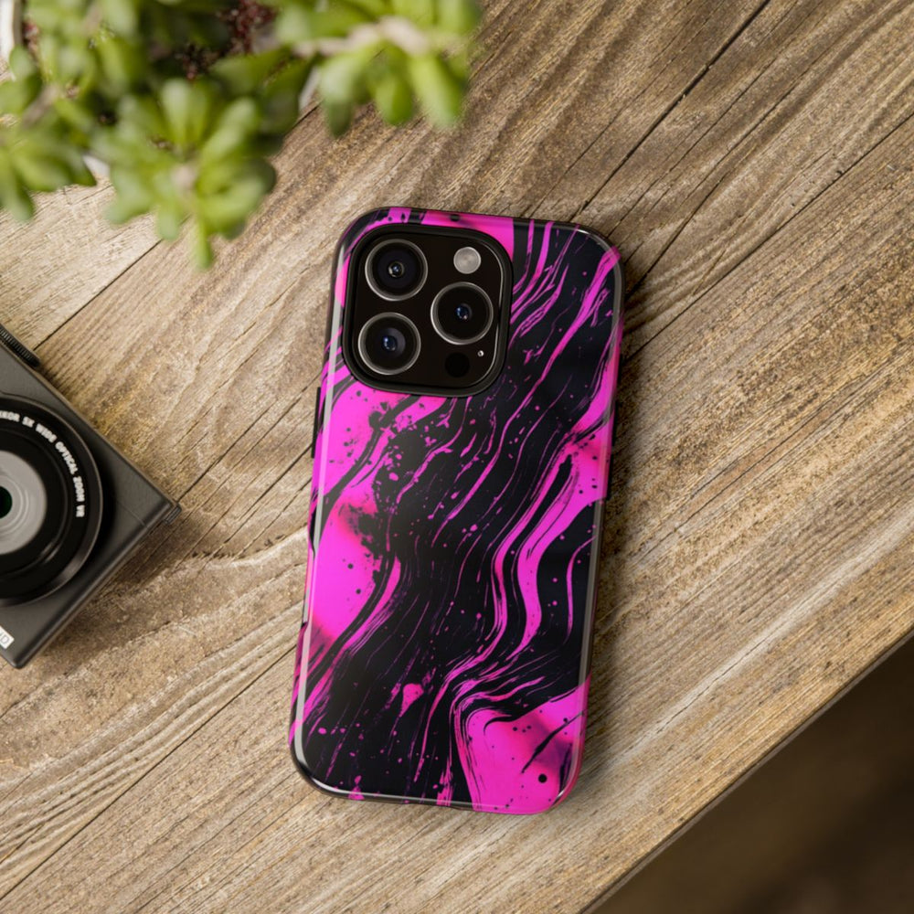 Neonroze en Zwart Abstract Patroon