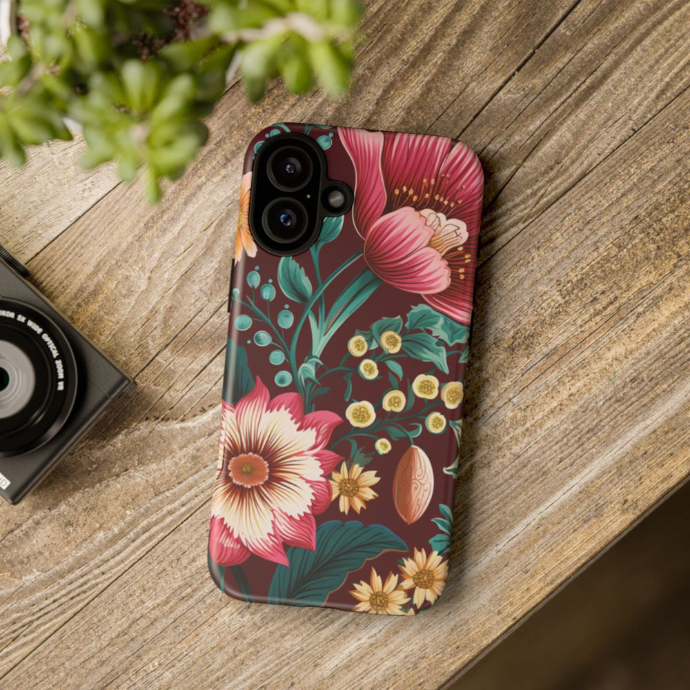 Botanisch Bloemenpatroon in Amber en Teal