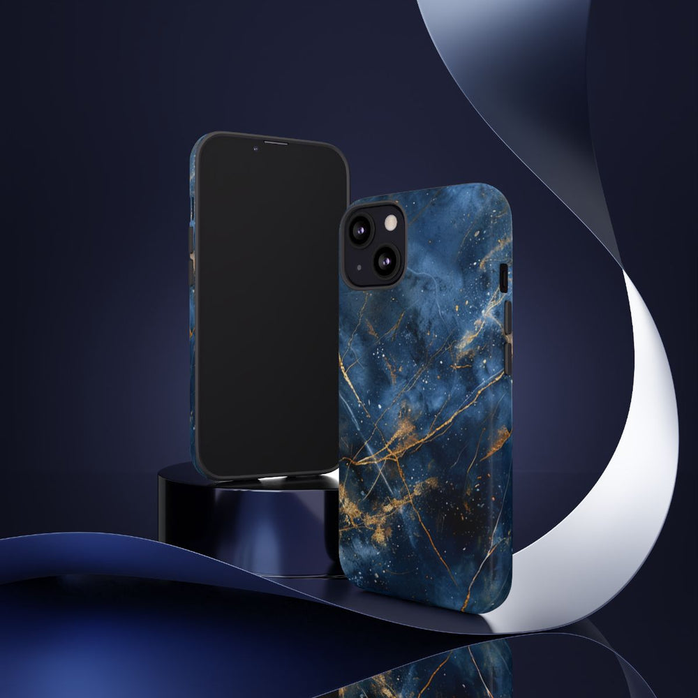 Blauw Marmerpatroon met Gouden Adering