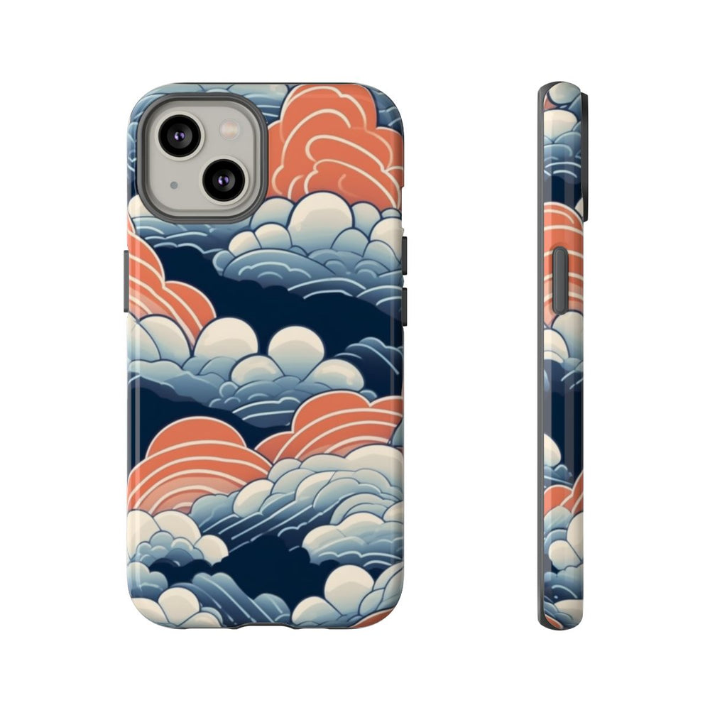 Gestileerd Wolkenpatroon in Blauw en Oranje