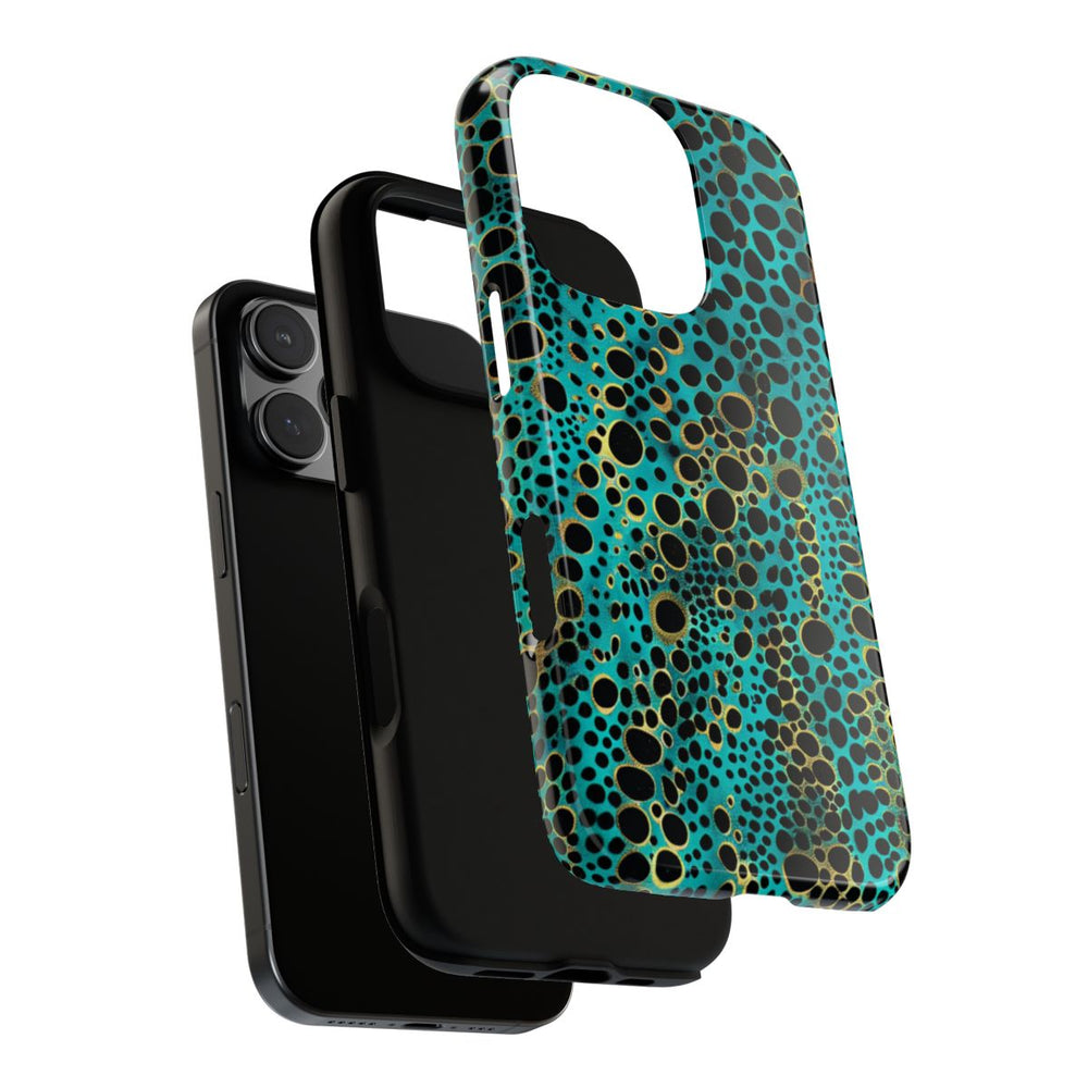 Turquoise en Zwart Abstract Stippenpatroon