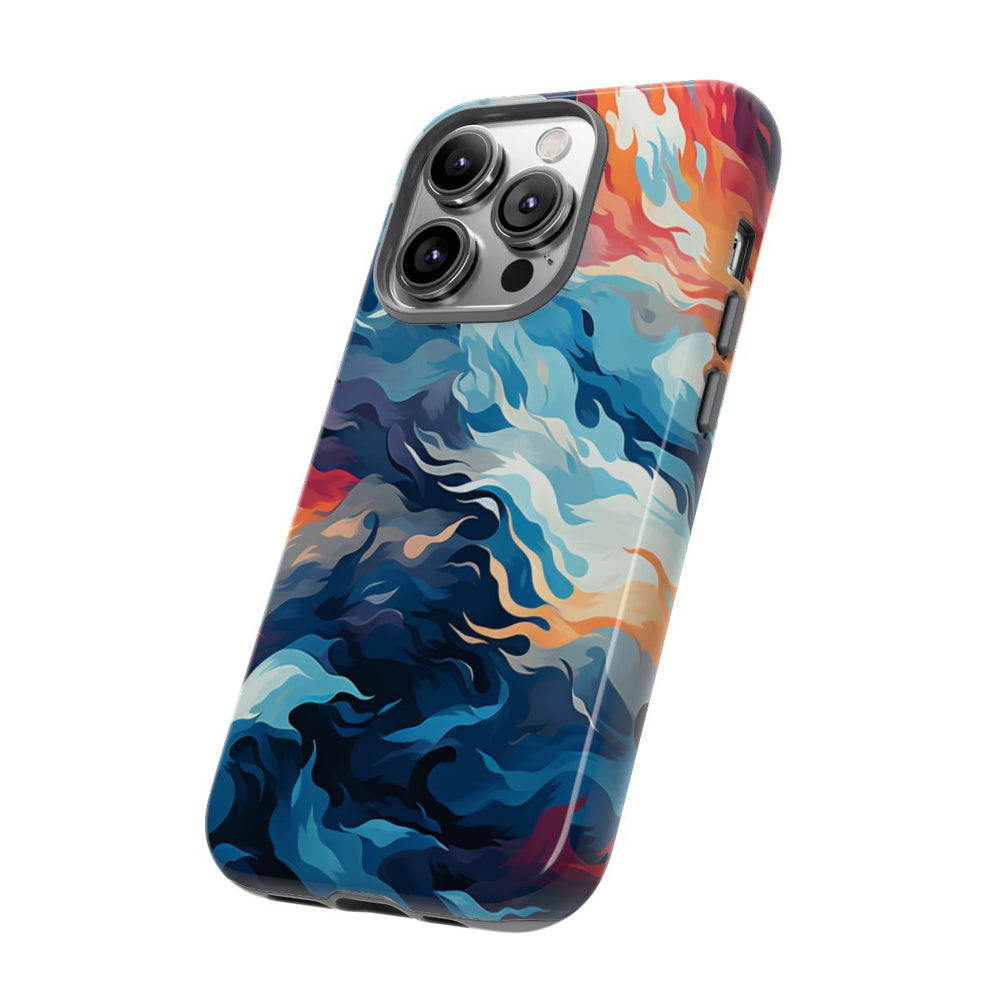 Abstracte Oceaangolven met Vurige Kleuren