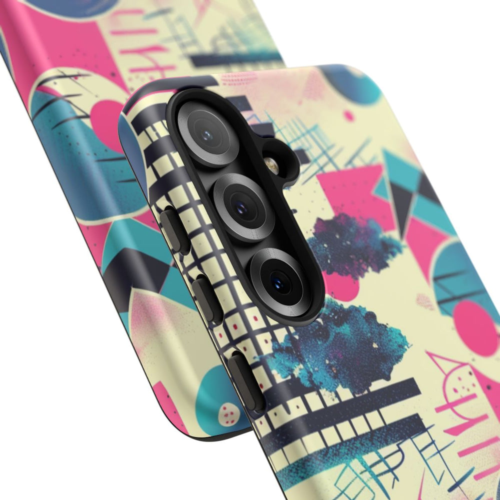 Abstract Geometrisch Patroon in Roze en Blauw