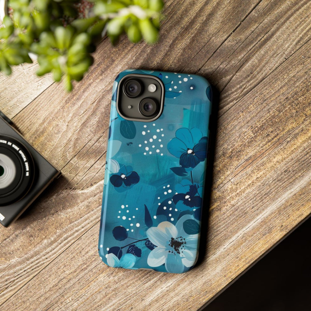 Turquoise Bloemenpatroon met Stippen