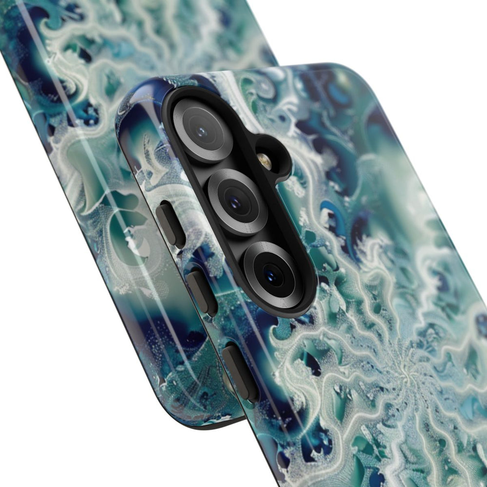 Blauw-Groene Fractalwerveling met Glans