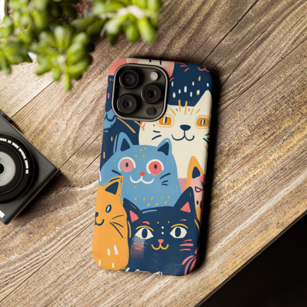 Vrolijk Kattenpatroon in Kleurrijke Illustratie