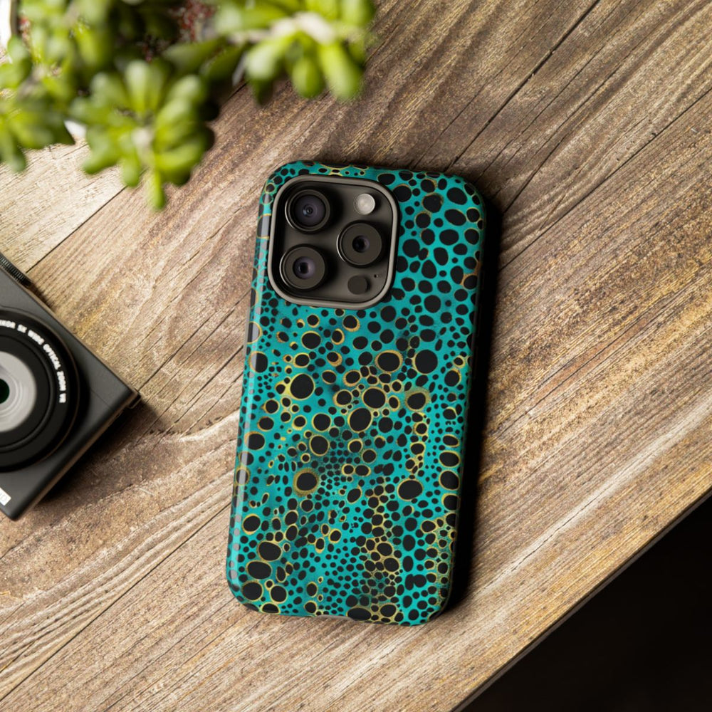 Turquoise en Zwart Abstract Stippenpatroon