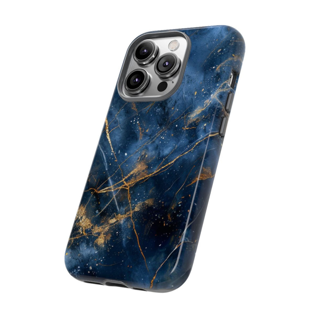 Blauw Marmerpatroon met Gouden Adering