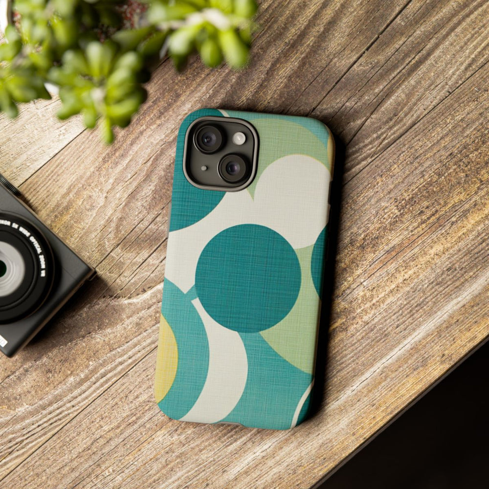 Retro Patroon met Blauwe en Gele Cirkels