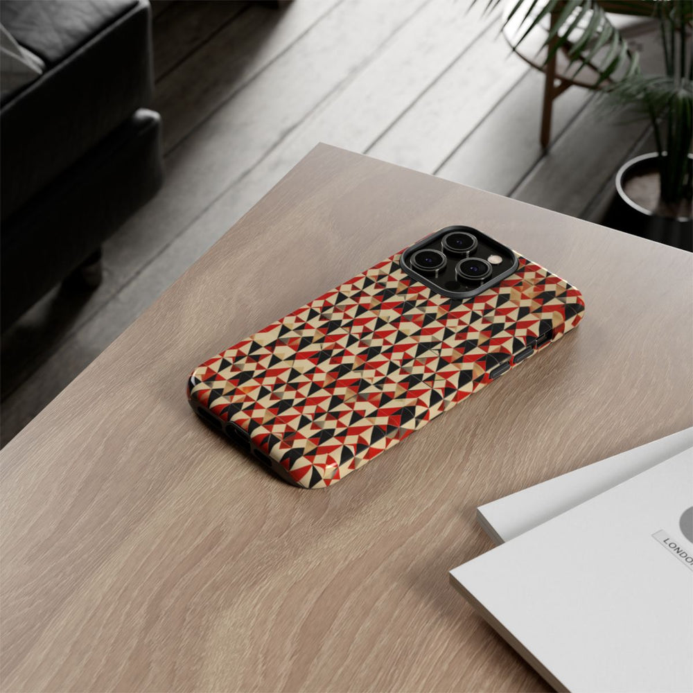 Geometrisch Abstract Patroon in Rood en Zwart