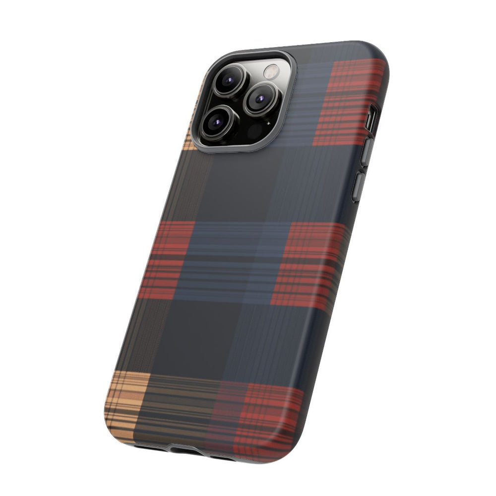 Caramel en Donkerblauw Geruit Patroon