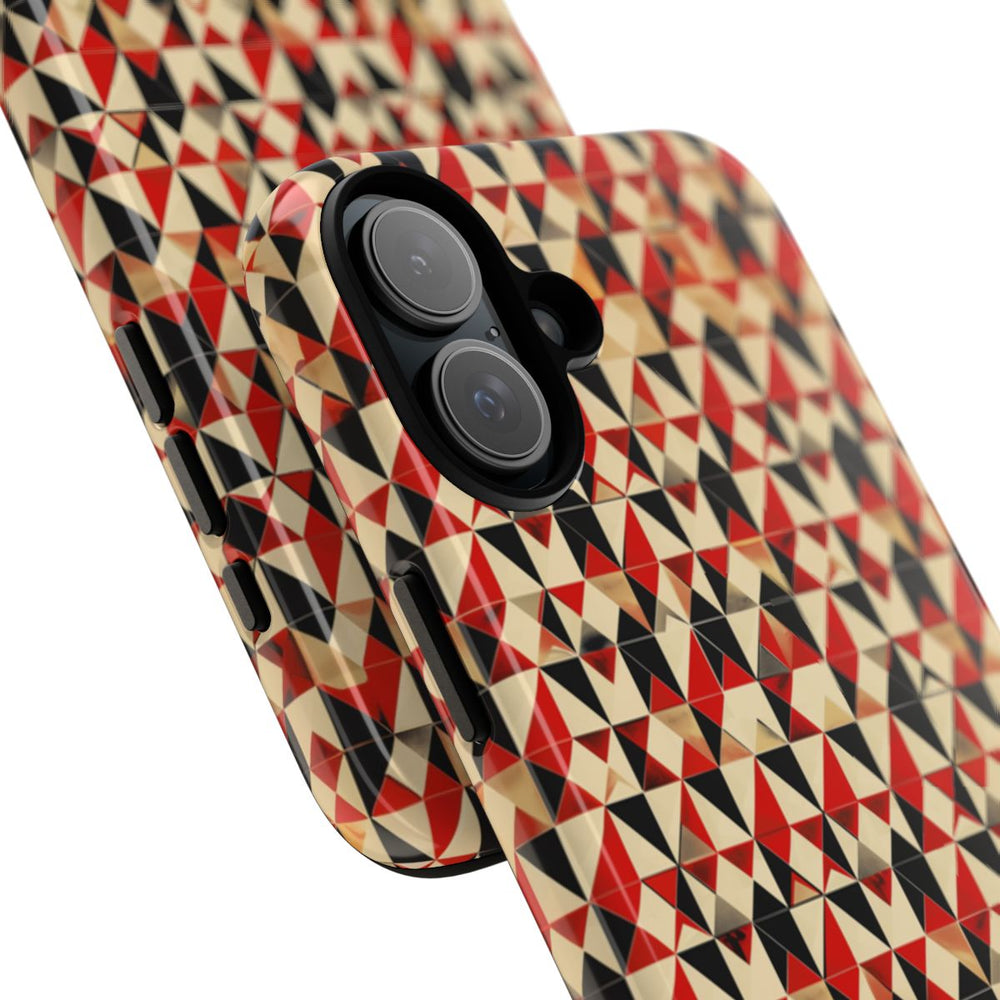 Geometrisch Abstract Patroon in Rood en Zwart
