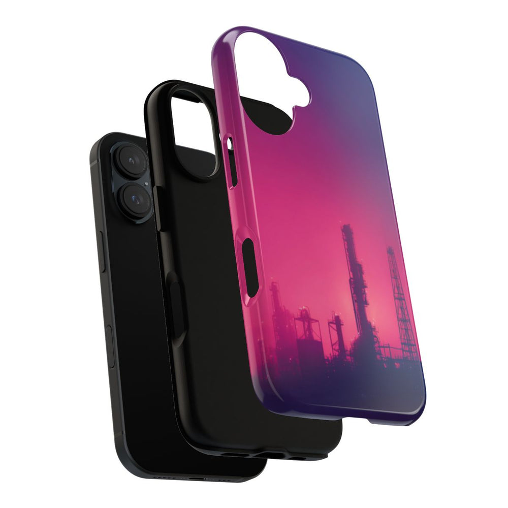 Industrieel Silhouet met Neon Gloed