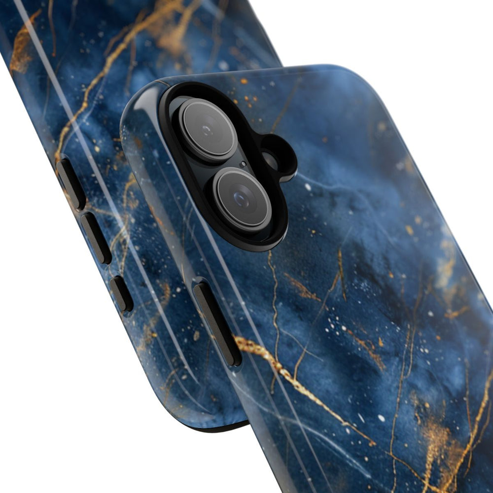 Blauw Marmerpatroon met Gouden Adering