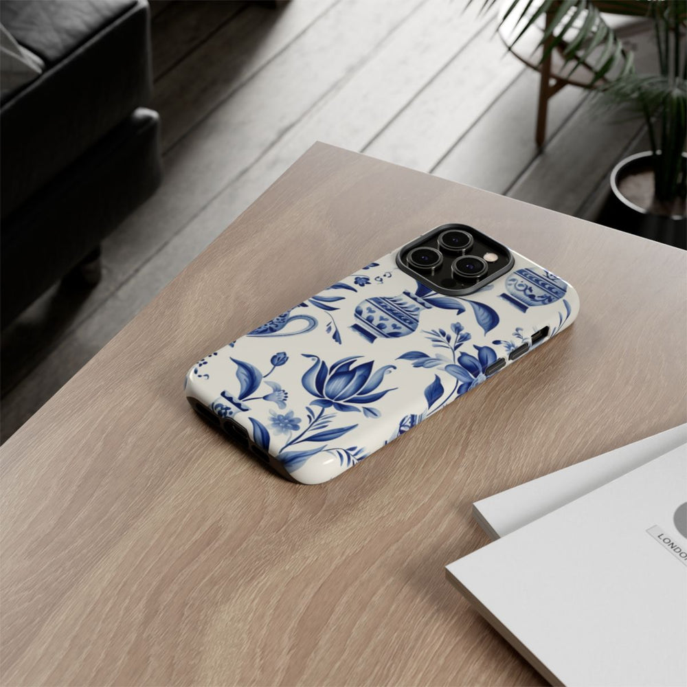 Blauw Bloemmotief met Delfts Vaaspatroon