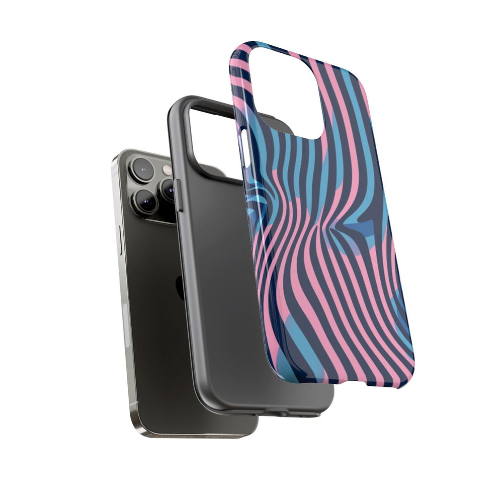 Golvend Blauw-Roze Optische Illusiepatroon