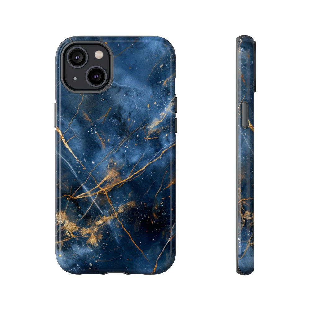 Blauw Marmerpatroon met Gouden Adering