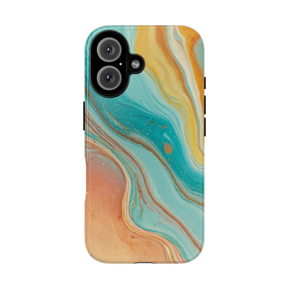 Oranje en Teal Marmer Abstract