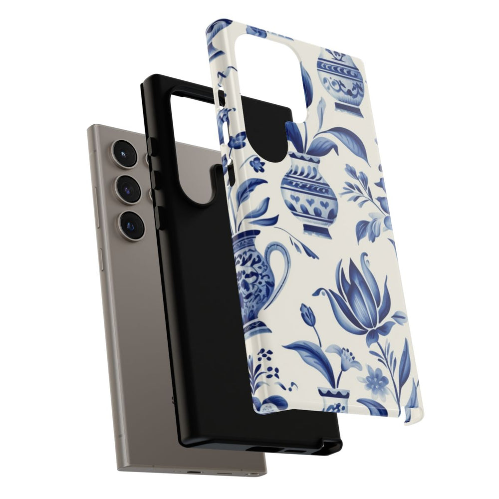 Blauw Bloemmotief met Delfts Vaaspatroon