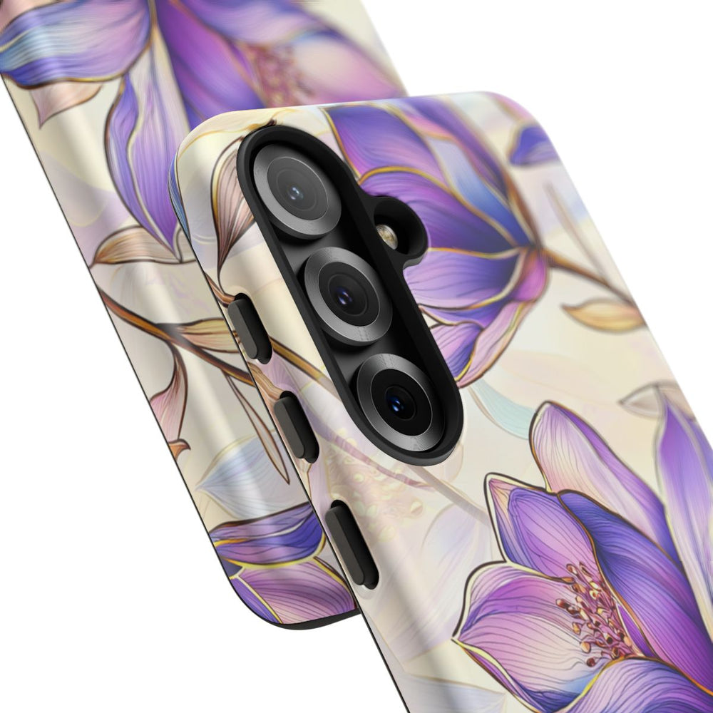 Paarse Magnolia's Glas-in-Loodpatroon