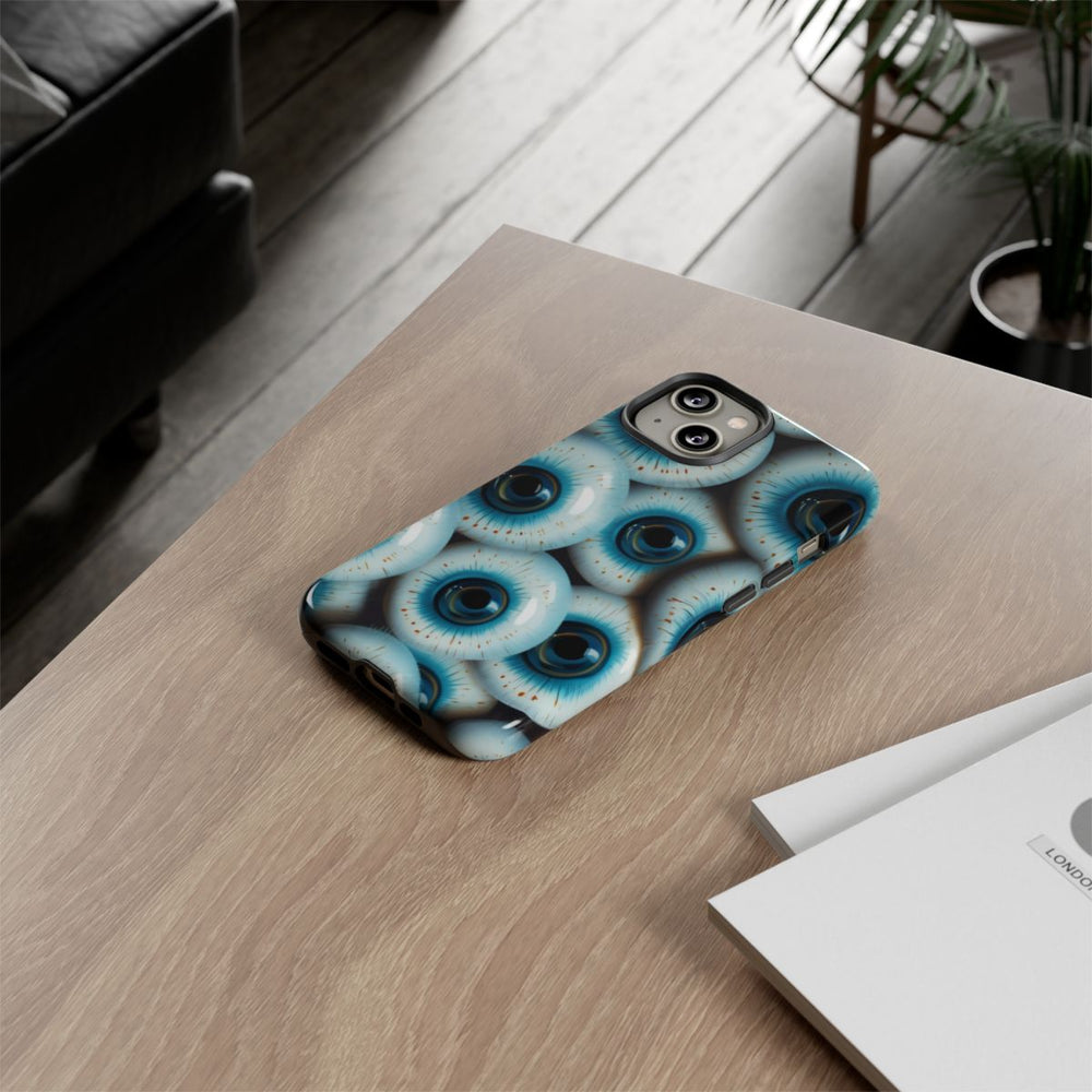 Glanzend Hoesje met Blauw Oogpatroon